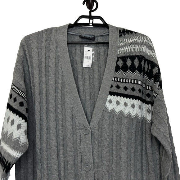 Lane Bryant Classic Button-Front Cable Jacquard Cardigan Sz 18/20 Gray Nordic - Picture 5 of 9